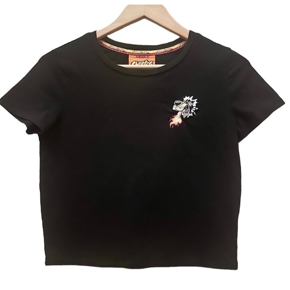 FOREVER 21 Cheetos Flamin’ Hot Black Crop Top (M) Chester Cheetah Tee Shirt F21 - Picture 2 of 8